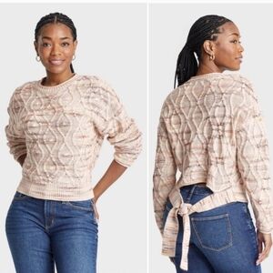 Universal Thread Large Back Tie Chunky Knit Sweater